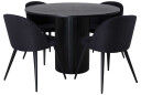 Venture Design Bianca & Velvet spisegruppe Svart/svart 4 stoler & bord 110 cm