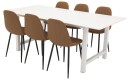 Venture Design Count & Polar spisegruppe Hvit/brun 6 st stoler & bord 220 x 100 cm