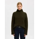 Selected Slfgabriella Ls Knit High Neck Noos - Khaki green - L