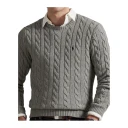 Polo Ralph Lauren Cable-Knit Cotton Sweater - Grey - L