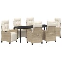  7-delt hage spisebordsett beige poly rattan