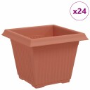 vidaXL Firkantet Blomsterpotte 24 pcs Klinker Rød 33 x 33 x 26 cm