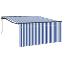  Innvendbar Markise Blå og Hvit Stripete 350 x 250 cm Stoff