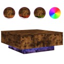  Salongbord med LED-lys røkt eik 80x80x31 cm 836592