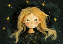 Starry Eyed Girl Dreamy Night Sky Plakat Plakat / 100x150cm