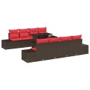 vidaXL Hagesofa Set 9 stk. 8-Antall seter Brun og rød polyrotting