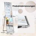 160 x 40 cm speil i full lengde 2 i 1 stående speil & veggspeil laget av splintsikkert glass sølv
