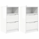  Nattbord 2 pcs Høyglanset hvit 40 x 30 x 467 cm Konstruert tre