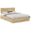  Seng med Oppbevaring Sonoma eik 160 x 200 cm Konstruert tre