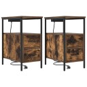  Sengeskaps 2 pcs Røkt eik 30 x 48 x 61 cm Konstruert tre