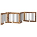 Vidaxl Foldbar Hundegitter Med Stativer 4 Stk. Gammelt Tre 401 cm