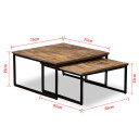 vidaXL Settbord salongbord 2 deler heltre gjennvunnet teak