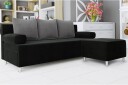 Skatteg Sofa med Puff   Svart|Grå