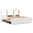  Seng med bokhylle uten madrass hvit 180x200 cm heltre furu 8721158612656