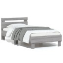 vidaXL Sengeramme med hodegavl grå sonoma 90x200 cm konstruert tre 8721012238886