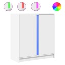  Skjenk med LED hvit 77x34x85 cm konstruert tre