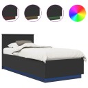 vidaXL Sengestamme med LED -stripelys Svart 90 x 190 cm Konstruert tre