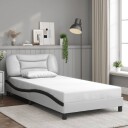  Sengeramme med LED-lys hvit og svart 100x200 cm kunstig lær 8721012356344