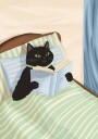 Cat Reading Print – Black Cat Wall Art Cosy Bedroom Plakat Book Lover Cat Illustration Cat in Bed Print Reading Decor Cat Book Art Plakat Plakat