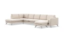 Ocean Lyx 6 seters Venstrevendt U formet Sofa med Divan og Sjeselong + Fotskammel i Stoff   Beige