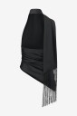 Gina Tricot   Bluse Asymmetric scarf fringe top   Svart