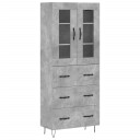 vidaXL Highboard betong grå 69,5x34x180 cm konstruert tre 8720845478599