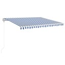 vidaXL Automatisk markise med vindsensor og LED 400x350 cm blå og hvit