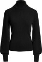 Lauren Ralph Lauren Button Trim Mockneck Sweater   Black   XL