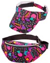 80s Funky Fashion Svart Sett med Rumpetaske og Solskjerm
