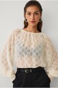 Ellos Collection   Bluse med frynsedetaljer   Hvit