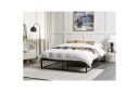 Dubbelsäng Beliani Viry med lamellram Svart 140x200 cm Black 140x200  