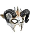 Commedia Dell"arte Hvit Demon Maske med Horn