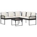 vidaXL Hagesofa Set med pute 2 pcs Svart og krem Poly Rattan Stål