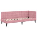  Hjørnesengramme med hodegjerde Rosa 80 cm x 200 cm Fløyel
