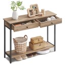 Konsollbord 100×30×80 cm / entrébord / sidebord i industriell stil med to skuffer – Tre/svart