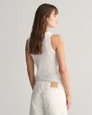 Ribbestrikket tanktop med høy halslinning WHITE XL