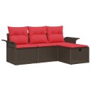 vidaXL Hagesofa Set med pute med lagring 4 pcs Poly rattan
