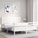 vidaXL Sengeramme med hodegavl hvit 160x200 cm heltre 8720845402075