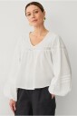 Ellos Collection Bluse med blondeinnsatser Hvit