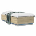 vidaXL Sengestativ med LED Sonoma eik 80 x 200 cm Konstruert tre
