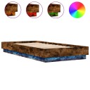 Sengeramme med LED-lys røkt eik 100x200 cm 8721012285613