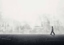 Walking the Streets Poster Minimalist Urban Surreal Wall Art Plakat Plakat / 100x150cm