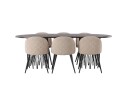 Venture Home Stone Spisegruppe 220 cm Rektangulær med 6 Velvet Stoler Beige