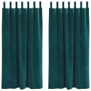  Gardiner med gardiner 2 pcs Mørkegrønn 140 x 175 cm Fløyel