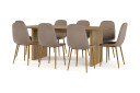 Bark Richeto Spisebord 210 cm eik + 8 stk Naira stol brun med eikeben   Natur/Brun