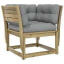  Hagesofa med armlener og puter impregnert furu 844698