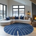 Rundt teppe   Sivia Natural Cotton Shaggy blå Størrelse: Ø 200 cm