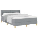  Box Spring Seng med Madrass Lysegrå 160x200 cm Stoff