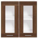vidaXL Vegghengt glasskap brun eik 60x31x60 cm konstruert tre