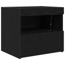  Nattbord med LED lamper Svart Eik 50x40x45 cm